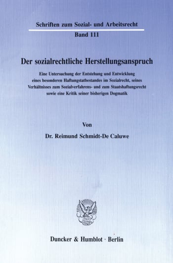 Cover: Der sozialrechtliche Herstellungsanspruch