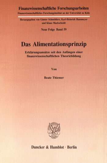 Cover: Das Alimentationsprinzip