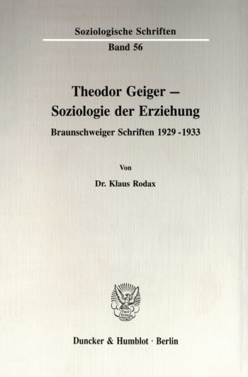 Cover: Theodor Geiger - Soziologie der Erziehung