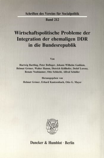 Cover: Wirtschaftspolitische Probleme der Integration der ehemaligen DDR in die Bundesrepublik