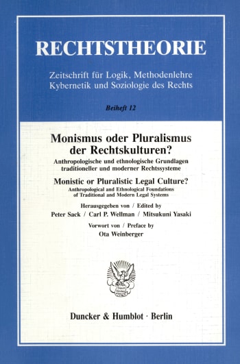 Cover: Monismus oder Pluralismus der Rechtskulturen?