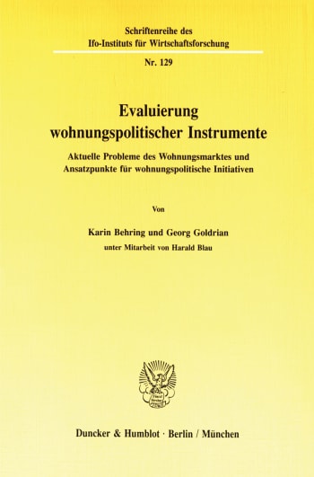 Cover: Evaluierung wohnungspolitischer Instrumente