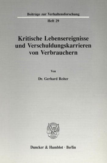 Cover: Kritische Lebensereignisse und Verschuldungskarrieren von Verbrauchern