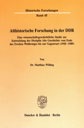 Cover: Althistorische Forschung in der DDR