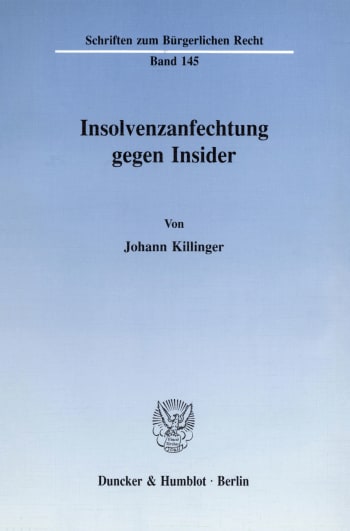 Cover: Insolvenzanfechtung gegen Insider