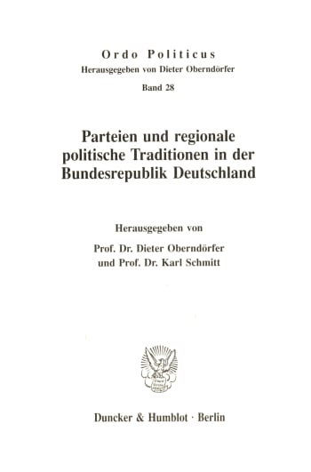 Cover: Parteien und regionale politische Traditionen in der Bundesrepublik Deutschland