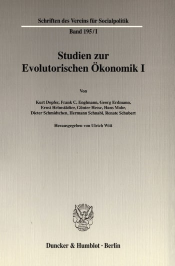 Cover: Studien zur Evolutorischen Ökonomik I