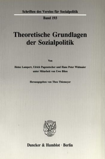 Cover: Theoretische Grundlagen der Sozialpolitik (I)