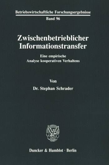 Cover: Zwischenbetrieblicher Informationstransfer