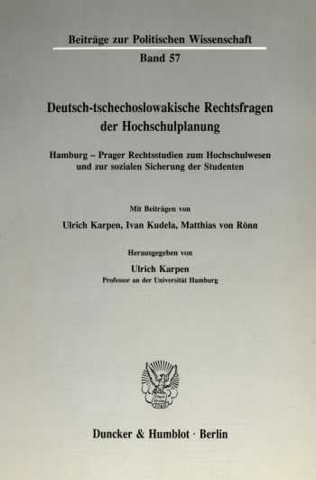 Cover: Deutsch-tschechoslowakische Rechtsfragen der Hochschulplanung