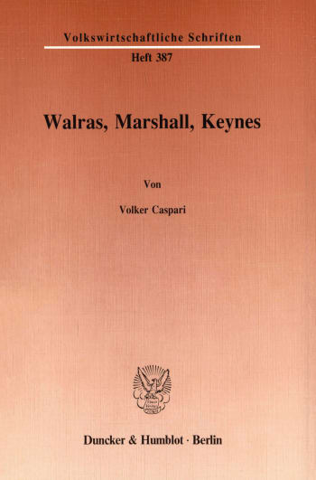 Cover: Walras, Marshall, Keynes