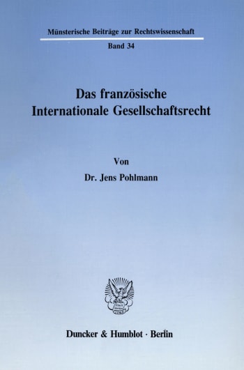 Cover: Das französische Internationale Gesellschaftsrecht