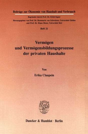 Cover: Vermögen und Vermögensbildungsprozesse der privaten Haushalte