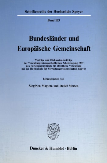 Cover: Bundesländer und Europäische Gemeinschaft