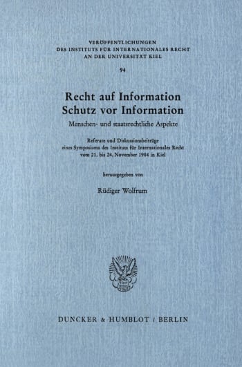 Cover: Recht auf Information, Schutz vor Information