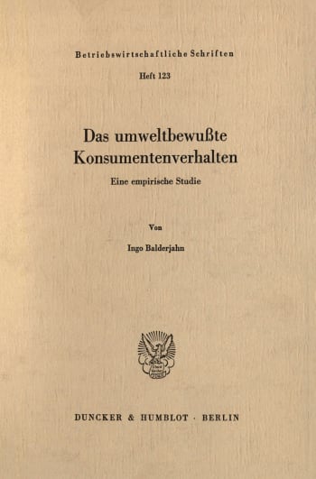 Cover: Das umweltbewußte Konsumentenverhalten