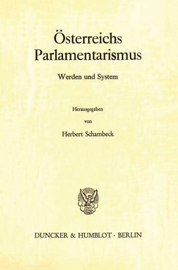 Cover: Österreichs Parlamentarismus