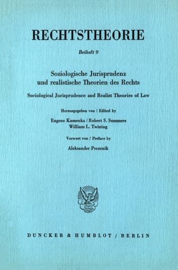 Cover: Soziologische Jurisprudenz und realistische Theorien des Rechts / Sociological Jurisprudence and Realist Theories of Law