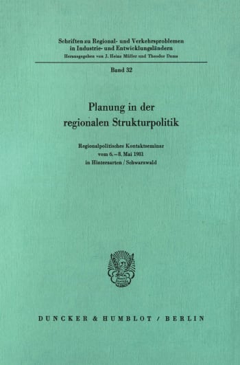 Cover: Planung in der regionalen Strukturpolitik