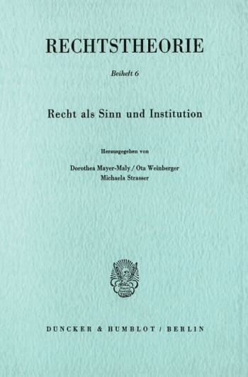 Cover: Recht als Sinn und Institution