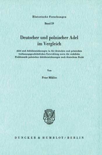 Cover: Deutscher und polnischer Adel im Vergleich