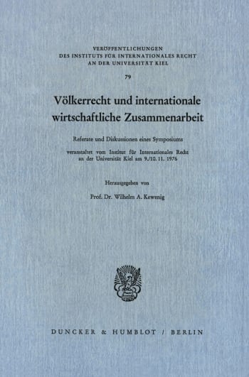 Cover: Völkerrecht und internationale wirtschaftliche Zusammenarbeit