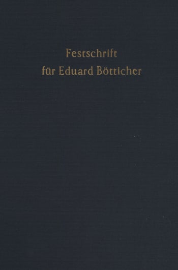 Cover: Festschrift für Eduard Bötticher zum 70. Geburtstag