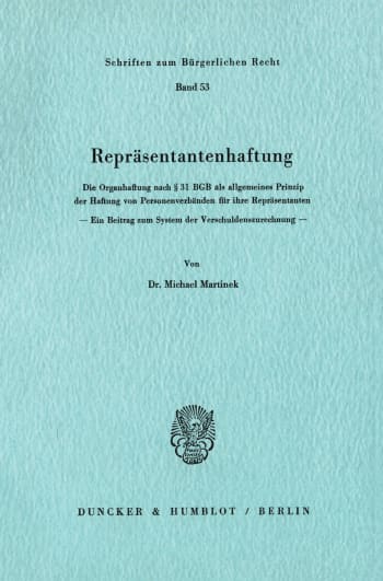 Cover: Repräsentantenhaftung