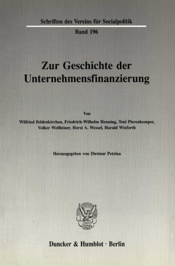 Cover: Zur Geschichte der Unternehmensfinanzierung