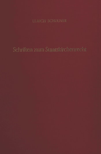 Cover: Schriften zum Staatskirchenrecht