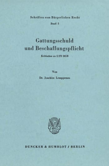 Cover: Gattungsschuld und Beschaffungspflicht