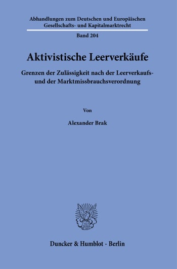 Cover: Aktivistische Leerverkäufe