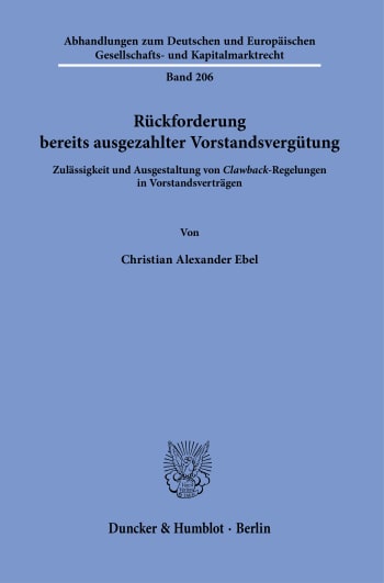 Cover: Rückforderung bereits ausgezahlter Vorstandsvergütung