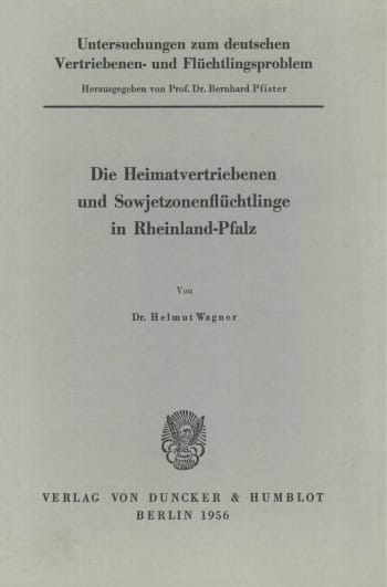 Cover: Untersuchungen zum deutschen Vertriebenen- und Flüchtlingsproblem