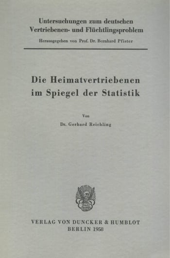 Cover: Untersuchungen zum deutschen Vertriebenen- und Flüchtlingsproblem