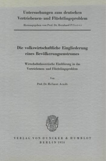 Cover: Untersuchungen zum deutschen Vertriebenen- und Flüchtlingsproblem