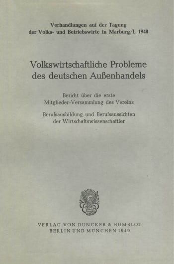 Cover: Volkswirtschaftliche Probleme des deutschen Außenhandels