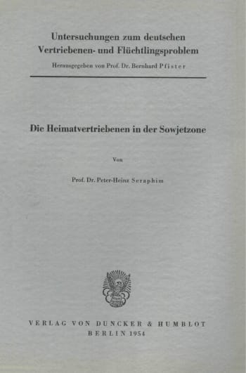 Cover: Untersuchungen zum deutschen Vertriebenen- und Flüchtlingsproblem