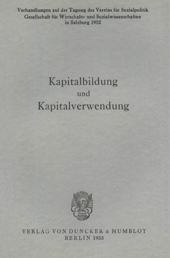 Cover: Kapitalbildung und Kapitalverwendung