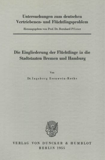 Cover: Untersuchungen zum deutschen Vertriebenen- und Flüchtlingsproblem