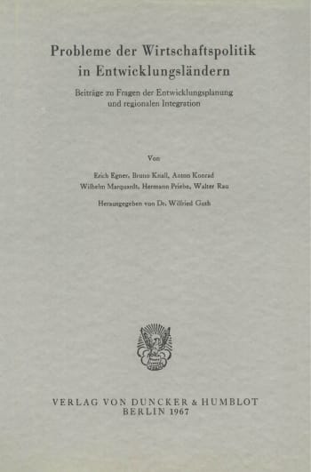 Cover: Probleme der Wirtschaftspolitik in Entwicklungsländern