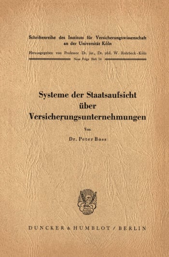 Cover: Systeme der Staatsaufsicht über Versicherungsunternehmen