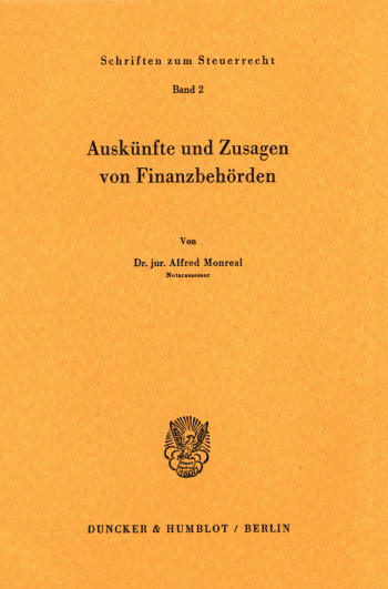 Cover: Auskünfte und Zusagen von Finanzbehörden