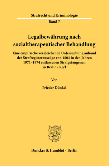 Cover: Legalbewährung nach sozialtherapeutischer Behandlung