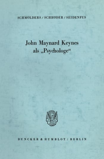 Cover: John Maynard Keynes als »Psychologe«