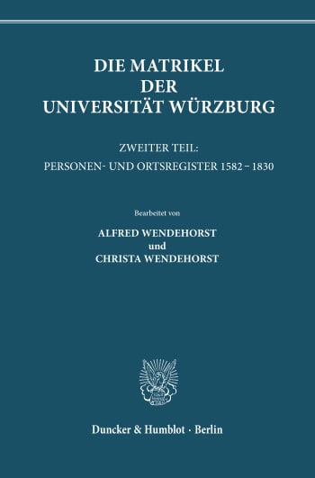 Cover: Die Matrikel der Universität Würzburg