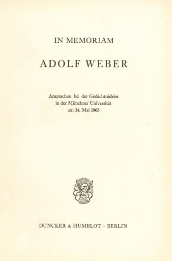 Cover: In memoriam Adolf Weber