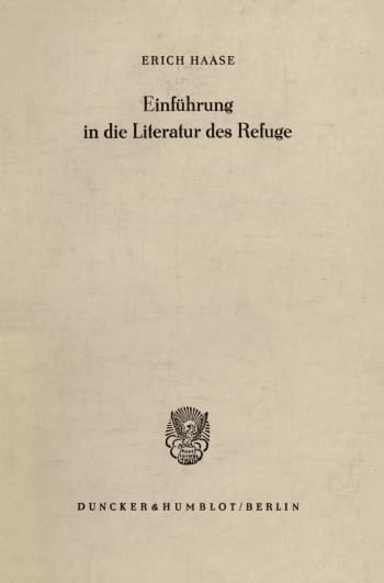 Cover: Einführung in die Literatur des Refuge