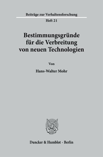 Cover: Bestimmungsgründe für die Verbreitung von neuen Technologien