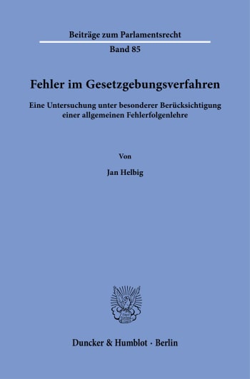 Cover: Fehler im Gesetzgebungsverfahren